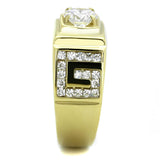 TK2045 - IP Gold(Ion Plating) Stainless Steel Ring with AAA Grade CZ  in Clear - Alamode