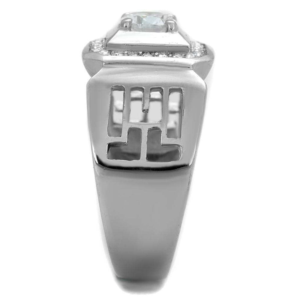 TK2046 - High polished (no plating) Stainless Steel Ring with AAA Grade CZ in Clear - Alamode - Flyclothing LLC