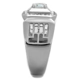 TK2046 - High polished (no plating) Stainless Steel Ring with AAA Grade CZ  in Clear - Alamode