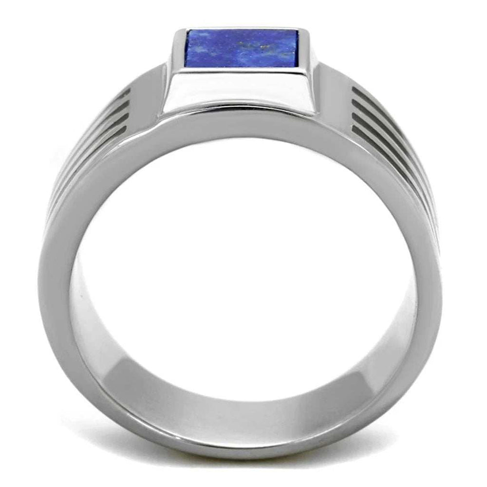TK2047 - High polished (no plating) Stainless Steel Ring with Precious Stone Lapis in Montana - Alamode - Flyclothing LLC