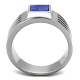 TK2047 - High polished (no plating) Stainless Steel Ring with Precious Stone Lapis in Montana - Alamode