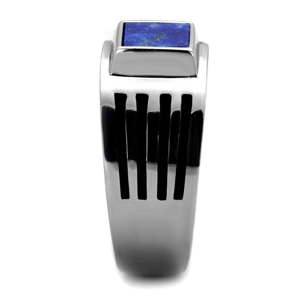 TK2047 - High polished (no plating) Stainless Steel Ring with Precious Stone Lapis in Montana - Alamode - Flyclothing LLC