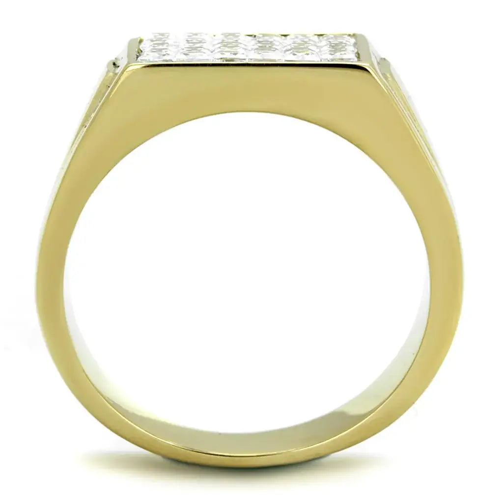 TK2048 - IP Gold(Ion Plating) Stainless Steel Ring with AAA Grade CZ in Clear - Alamode - Flyclothing LLC