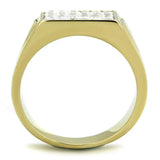 TK2048 - IP Gold(Ion Plating) Stainless Steel Ring with AAA Grade CZ in Clear - Alamode - Flyclothing LLC