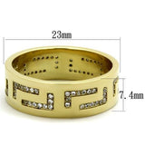 TK2051 - IP Gold(Ion Plating) Stainless Steel Ring with AAA Grade CZ  in Clear - Alamode
