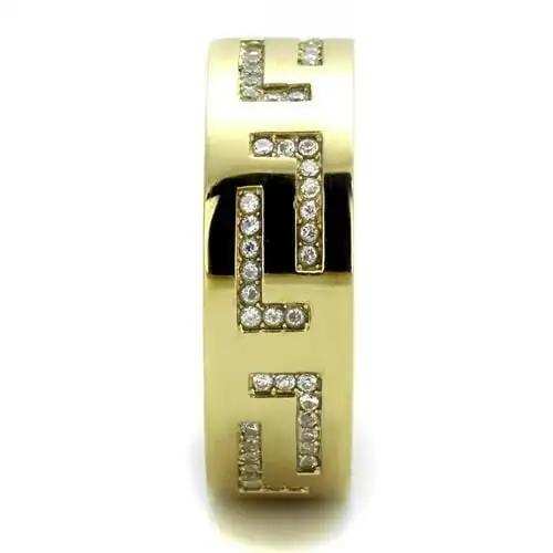 TK2051 - IP Gold(Ion Plating) Stainless Steel Ring with AAA Grade CZ in Clear - Alamode - Flyclothing LLC