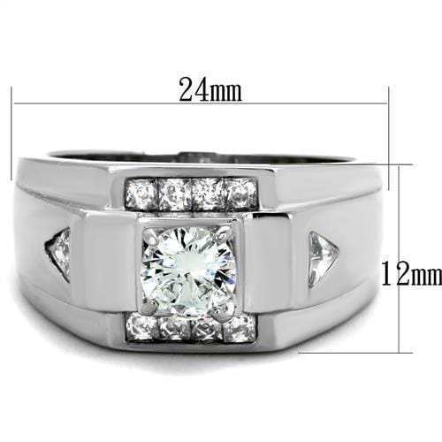 TK2052 - High polished (no plating) Stainless Steel Ring with AAA Grade CZ in Clear - Alamode - Flyclothing LLC