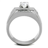 TK2052 - High polished (no plating) Stainless Steel Ring with AAA Grade CZ in Clear - Alamode - Flyclothing LLC