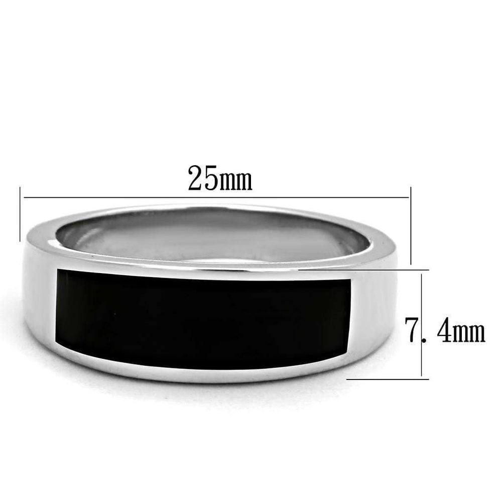 TK2062 - High polished (no plating) Stainless Steel Ring with Epoxy in Jet - Alamode - Flyclothing LLC