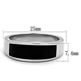 TK2062 - High polished (no plating) Stainless Steel Ring with Epoxy  in Jet - Alamode