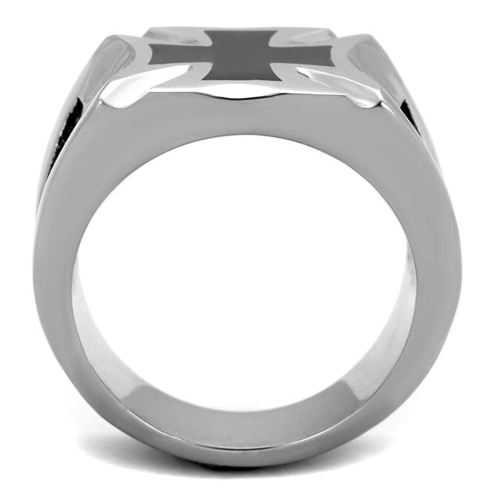 TK2064 - High polished (no plating) Stainless Steel Ring with Epoxy in Jet - Alamode - Flyclothing LLC