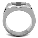 TK2064 - High polished (no plating) Stainless Steel Ring with Epoxy  in Jet - Alamode