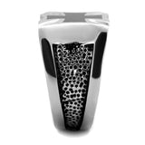 TK2064 - High polished (no plating) Stainless Steel Ring with Epoxy  in Jet - Alamode