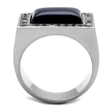 TK2065 - High polished (no plating) Stainless Steel Ring with Synthetic Cat Eye in Smoked Quartz - Alamode - Flyclothing LLC