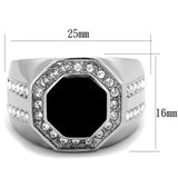 TK2066 - High polished (no plating) Stainless Steel Ring with Top Grade Crystal  in Clear - Alamode