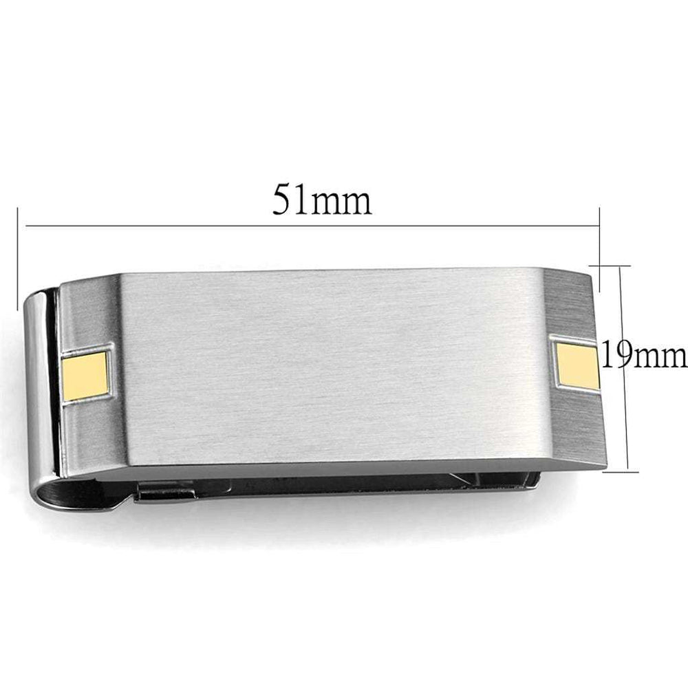 TK2069 - Two-Tone IP Gold (Ion Plating) Stainless Steel Money clip with No Stone - Alamode - Flyclothing LLC