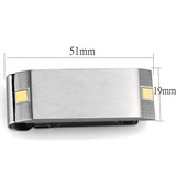 TK2069 - Two-Tone IP Gold (Ion Plating) Stainless Steel Money clip with No Stone - Alamode