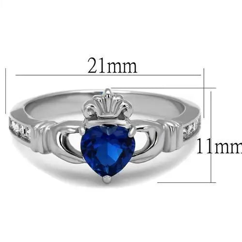 TK2093 - High polished (no plating) Stainless Steel Ring with Synthetic Spinel in London Blue - Alamode - Flyclothing LLC