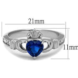 TK2093 - High polished (no plating) Stainless Steel Ring with Synthetic Spinel in London Blue - Alamode