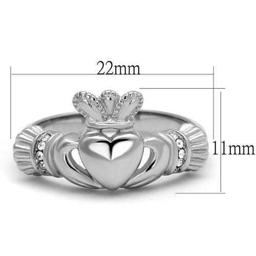 TK2094 - High polished (no plating) Stainless Steel Ring with Top Grade Crystal in Clear - Alamode - Flyclothing LLC