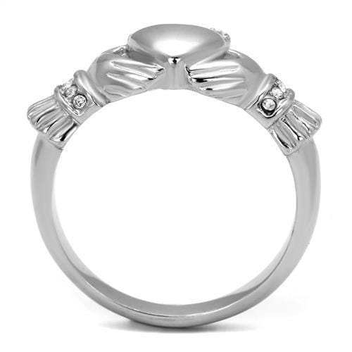 TK2094 - High polished (no plating) Stainless Steel Ring with Top Grade Crystal in Clear - Alamode - Flyclothing LLC
