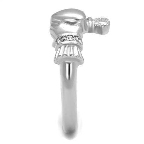 TK2094 - High polished (no plating) Stainless Steel Ring with Top Grade Crystal in Clear - Alamode - Flyclothing LLC