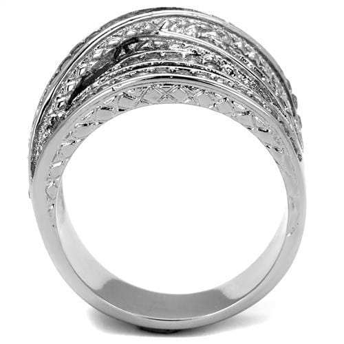 TK2096 - High polished (no plating) Stainless Steel Ring with AAA Grade CZ in Clear - Alamode - Flyclothing LLC
