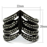 TK2097 - IP Black(Ion Plating) Stainless Steel Ring with Top Grade Crystal  in Black Diamond - Alamode