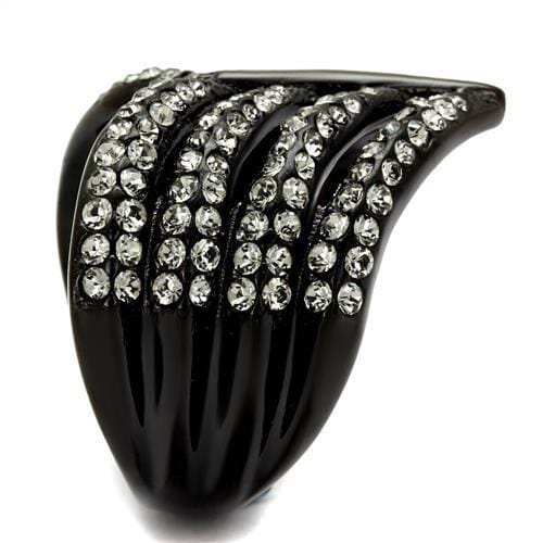 TK2097 - IP Black(Ion Plating) Stainless Steel Ring with Top Grade Crystal in Black Diamond - Alamode - Flyclothing LLC