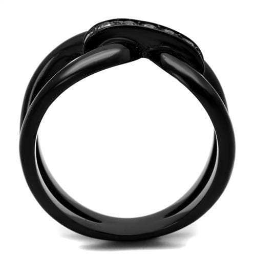 TK2098 - IP Black(Ion Plating) Stainless Steel Ring with Top Grade Crystal in Black Diamond - Alamode - Flyclothing LLC
