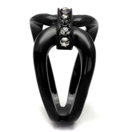 TK2098 - IP Black(Ion Plating) Stainless Steel Ring with Top Grade Crystal in Black Diamond - Alamode - Flyclothing LLC