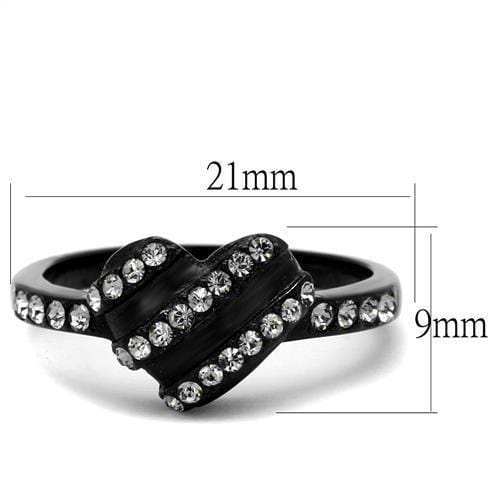 TK2100 - IP Black(Ion Plating) Stainless Steel Ring with Top Grade Crystal in Black Diamond - Alamode - Flyclothing LLC