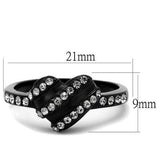 TK2100 - IP Black(Ion Plating) Stainless Steel Ring with Top Grade Crystal  in Black Diamond - Alamode