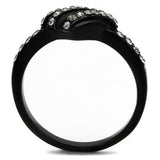 TK2100 - IP Black(Ion Plating) Stainless Steel Ring with Top Grade Crystal  in Black Diamond - Alamode