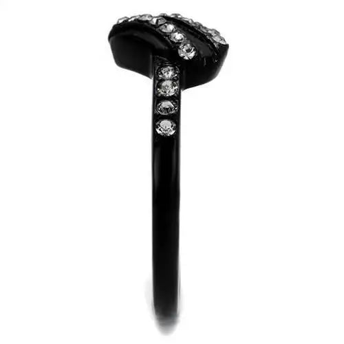 TK2100 - IP Black(Ion Plating) Stainless Steel Ring with Top Grade Crystal in Black Diamond - Alamode - Flyclothing LLC