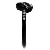 TK2100 - IP Black(Ion Plating) Stainless Steel Ring with Top Grade Crystal  in Black Diamond - Alamode