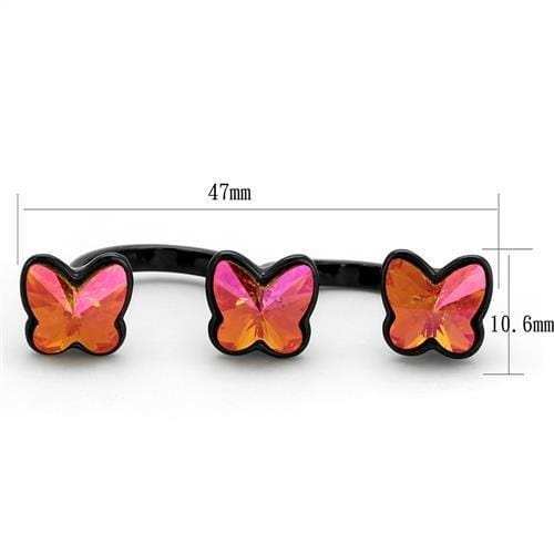 TK2102 - IP Black(Ion Plating) Stainless Steel Ring with Top Grade Crystal in Rose - Alamode - Flyclothing LLC