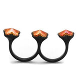 TK2102 - IP Black(Ion Plating) Stainless Steel Ring with Top Grade Crystal  in Rose - Alamode