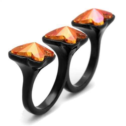 TK2102 - IP Black(Ion Plating) Stainless Steel Ring with Top Grade Crystal in Rose - Alamode - Flyclothing LLC