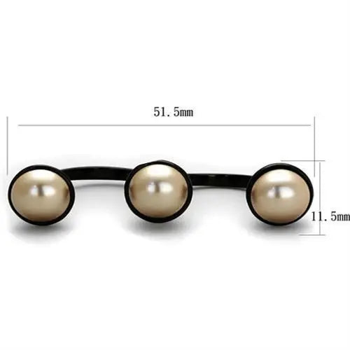 TK2104 - IP Black(Ion Plating) Stainless Steel Ring with Synthetic Pearl in Metallic Light Gold - Alamode - Flyclothing LLC