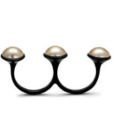 TK2104 - IP Black(Ion Plating) Stainless Steel Ring with Synthetic Pearl in Metallic Light Gold - Alamode - Flyclothing LLC