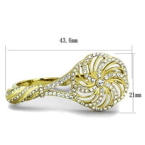 TK2107 - IP Gold(Ion Plating) Stainless Steel Ring with Top Grade Crystal in Clear - Alamode - Flyclothing LLC