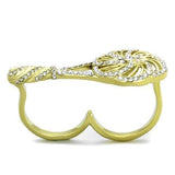 TK2107 - IP Gold(Ion Plating) Stainless Steel Ring with Top Grade Crystal  in Clear - Alamode