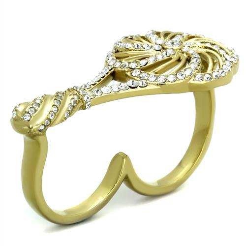 TK2107 - IP Gold(Ion Plating) Stainless Steel Ring with Top Grade Crystal in Clear - Alamode - Flyclothing LLC