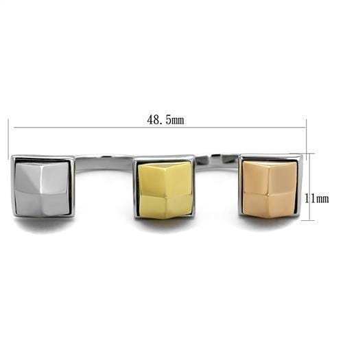 TK2109 - Three Tone IPÃ¯Â¼Ë†IP Gold & IP Rose Gold & High Polished) Stainless Steel Ring with No Stone - Alamode - Flyclothing LLC