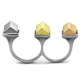TK2109 - Three Tone IPÃ¯Â¼Ë†IP Gold & IP Rose Gold & High Polished) Stainless Steel Ring with No Stone - Alamode