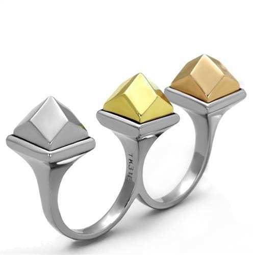 TK2109 - Three Tone IPÃ¯Â¼Ë†IP Gold & IP Rose Gold & High Polished) Stainless Steel Ring with No Stone - Alamode - Flyclothing LLC