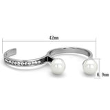 TK2110 - High polished (no plating) Stainless Steel Ring with Synthetic Pearl in White