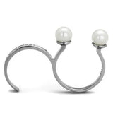 TK2110 - High polished (no plating) Stainless Steel Ring with Synthetic Pearl in White - Alamode - Flyclothing LLC