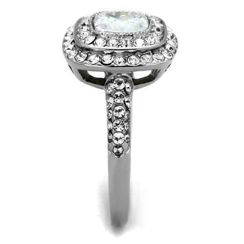 TK2114 - High polished (no plating) Stainless Steel Ring with AAA Grade CZ in Clear - Alamode - Flyclothing LLC